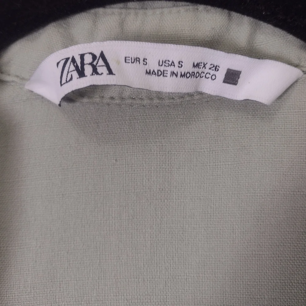 Zara Linen Cotton Short Sleeve Button Front Jumpsuit Green Size S